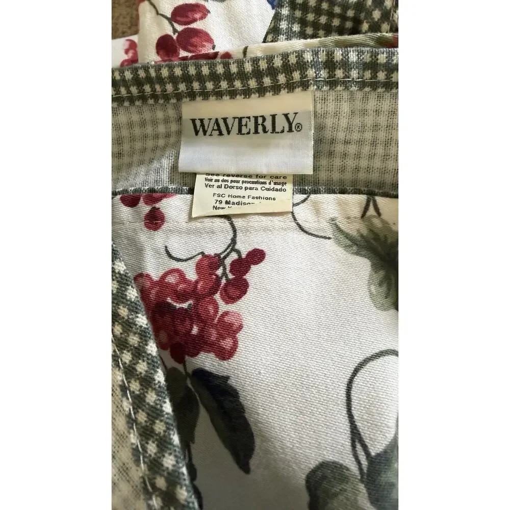 Vintage 4 Waverly Valances ORCHARD TRAIL Red Berries Scalloped Green Gingham 74”